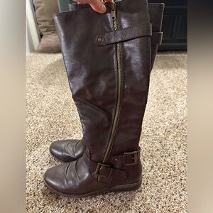 Brown knee high boots